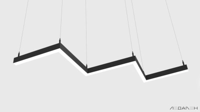 Зигзагообразный светильник FLASH WV 6000K 65W, корпус черный