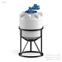 Емкость K 200 литров с лопастной мешалкой с обрешеткой