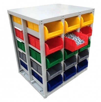 Стеллаж с направляющими Стелла-техник V3-30 стационарный, двусторонний, 30 ячеек c ящиками