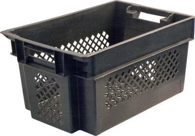 Ящик перфорированный 600×400×300, арт.: 108, объём 50, чёрный, код: 18273