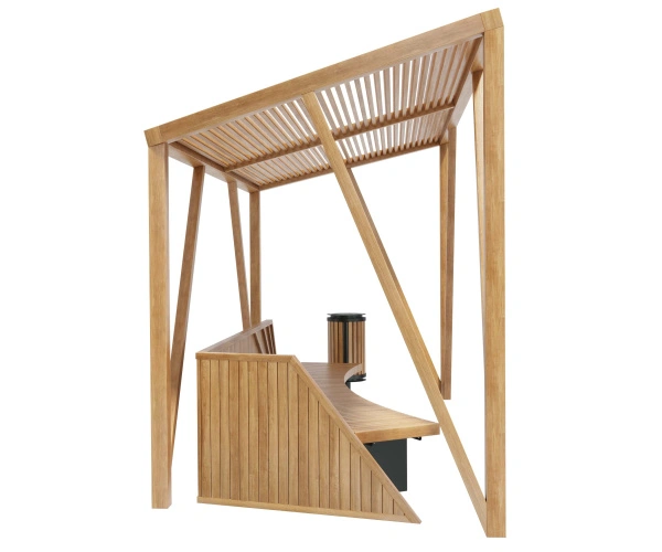 Навес теневой тип 5 Комплект со стенкой, скамейкой и урной