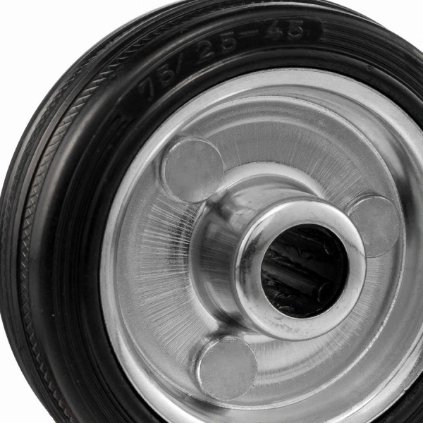 Колесо под ось 12мм Стелла-техник 4000-75 диаметр 75мм, грузоподъемность 50кг, резина, металл