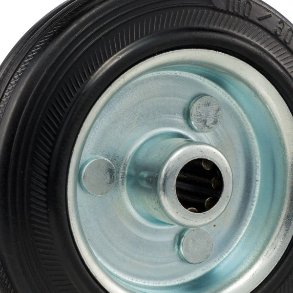 Колесо Стелла-техник 4000-100 диаметр 100мм, под ось 12мм, грузоподъемность 70кг, резина, металл