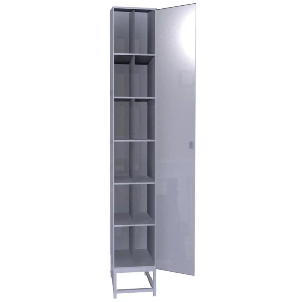 Шкаф для 12 противогазов ХПГ-12 (на подставке) с дверью 2104x300x396 мм Светло-серый