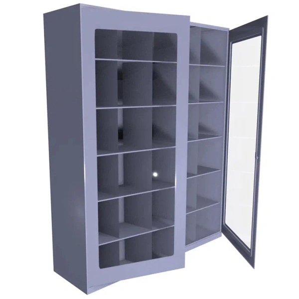 Шкаф для противогазов ХПГ-30 с дверью из акрилового стекла 1500x870x380 мм Светло-серый