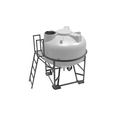 Емкость ЦКТ 3000 л с патрубком 90мм под плотность до 1,2 г/см³ белая в обрешетке с лестницей