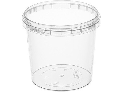 Ведро 1л. круглое, d-131мм, с прозрачной крышкой, код: 28880