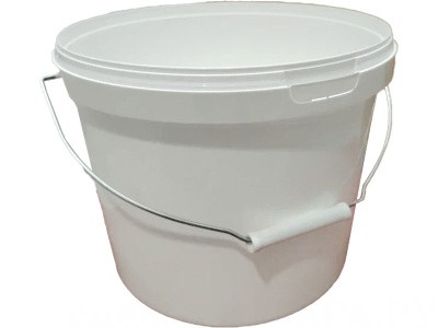 Ведро 10,7л круглое, с металлической ручкой, с белой крышкой, код: 36795