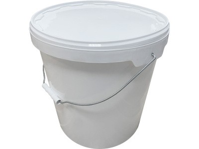 Ведро 21,3л круглое с металлической ручкой с белой крышкой, код: 36214
