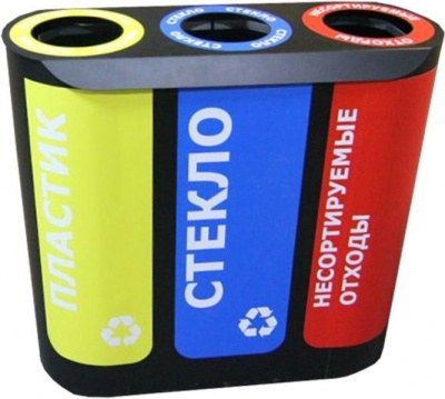 Урна для раздельного сбора мусора Альтернатива-3 с наклейками, кольцо под пакет , 3х50 л