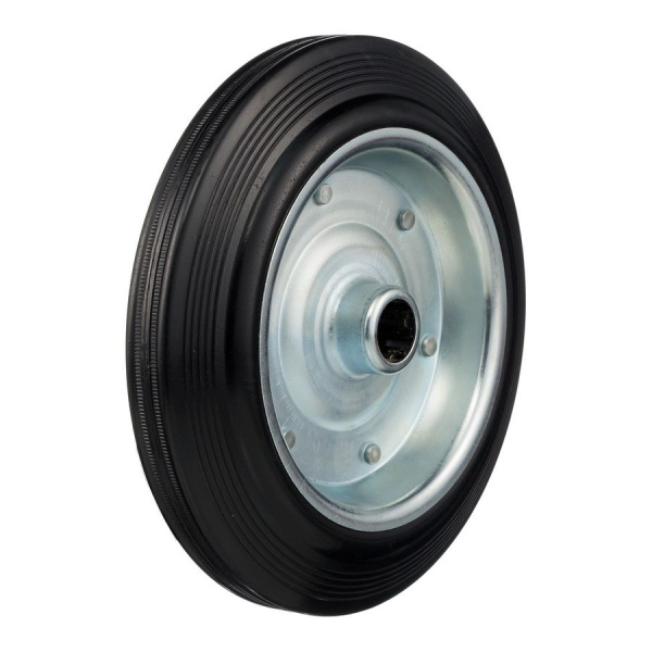 Колесо под ось 25мм Стелла-техник 4000-250(ось25) диаметр 250мм, грузоподъемность 210кг, резина, металл