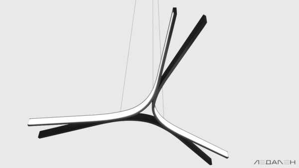 Светильник дуга ARCO TRIO 4000K 90W, корпус черный